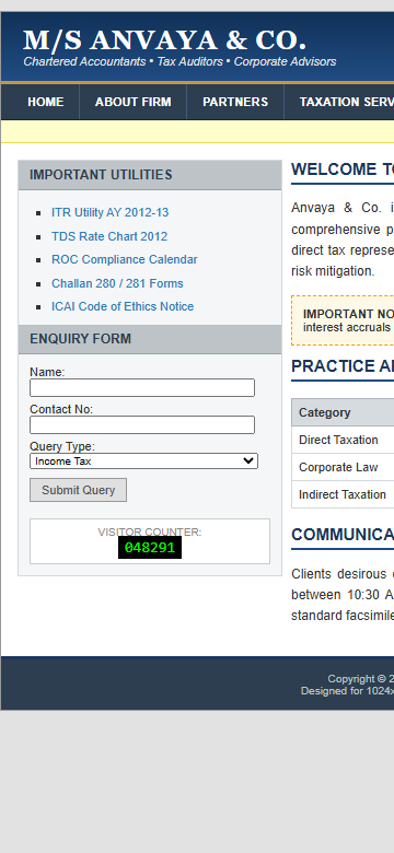 Original dated website layout
